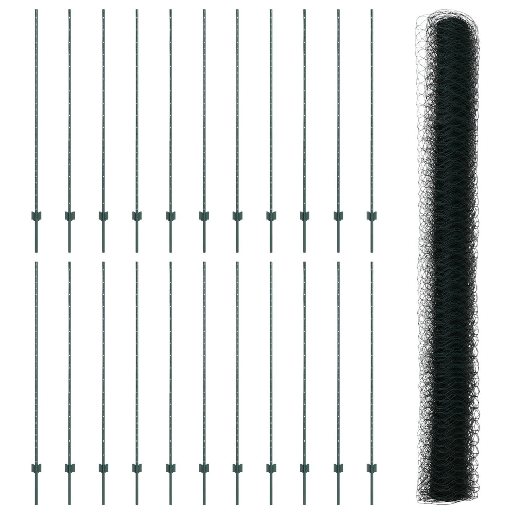 Produktbild för Utomhus hexagonal stängsel med stolpe 50 x 1,6 m Grön Mesh