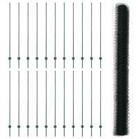 Produktbild för Utomhus hexagonal stängsel med stolpe 50 x 1,6 m Grön Mesh