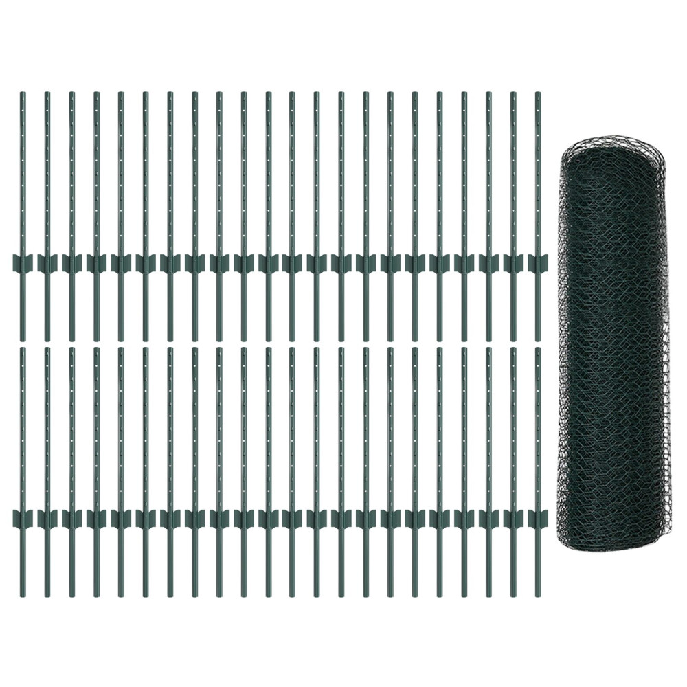 Produktbild för Utomhus hexagonal stängsel med stolpe 100 x 0,5 m Grön Mesh