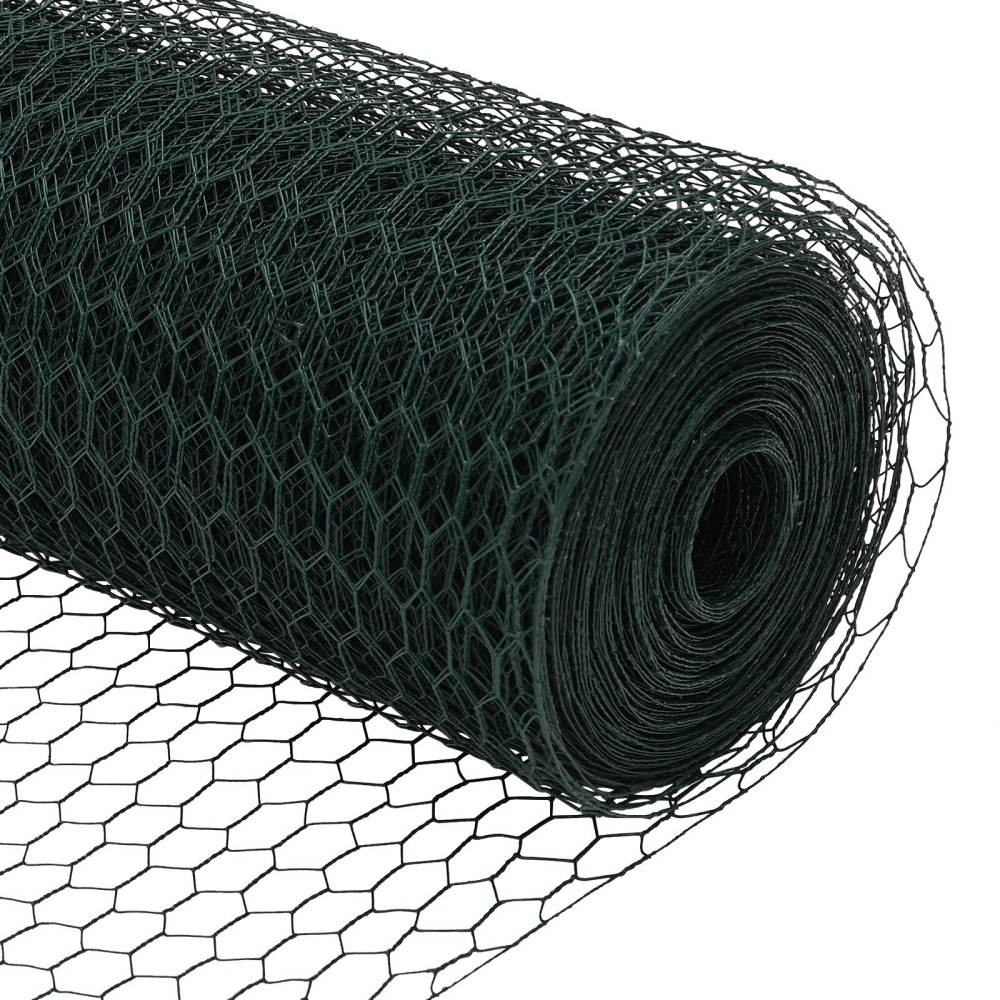 Produktbild för Sexkantigt staket med stolpe 100 x 0,8 m PVC-belagda stål Grön