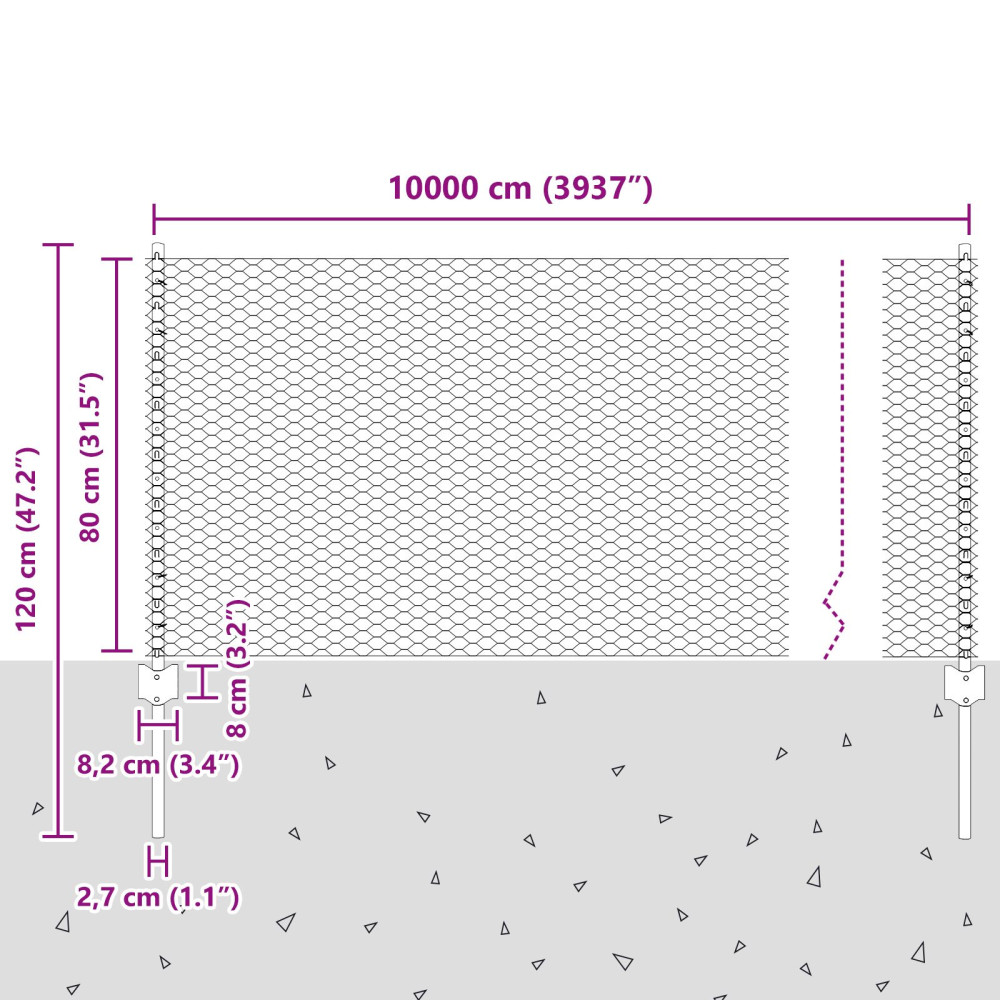 Produktbild för Sexkantigt staket med stolpe 100 x 0,8 m PVC-belagda stål Grön