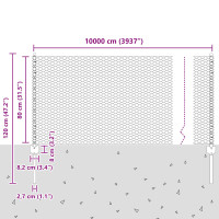 Produktbild för Sexkantigt staket med stolpe 100 x 0,8 m PVC-belagda stål Grön