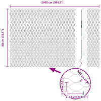 Produktbild för Utomhus hexagonal stängsel med stolpe 25 x 0,8 m Grå Mesh