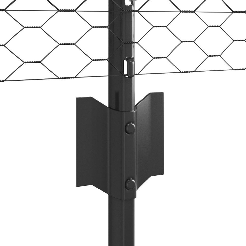 Produktbild för Utomhus hexagonal stängsel med stolpe 25 x 0,8 m Grå Mesh