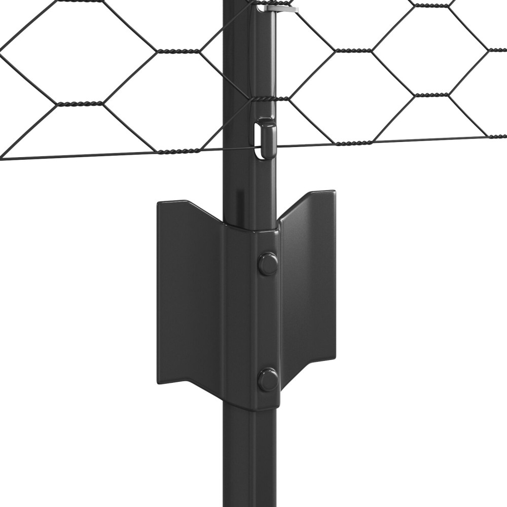 Produktbild för Utomhus hexagonal stängsel med stolpe 25 x 0,8 m Grå Mesh