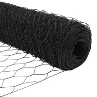 Produktbild för Utomhus hexagonal stängsel med stolpe 25 x 0,8 m Grå Mesh