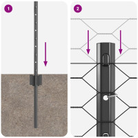 Produktbild för Utomhus hexagonal stängsel med stolpe 25 x 0,8 m Grå Mesh