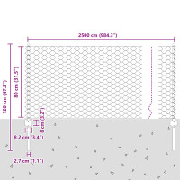 Produktbild för Utomhus hexagonal stängsel med stolpe 25 x 0,8 m Grå Mesh