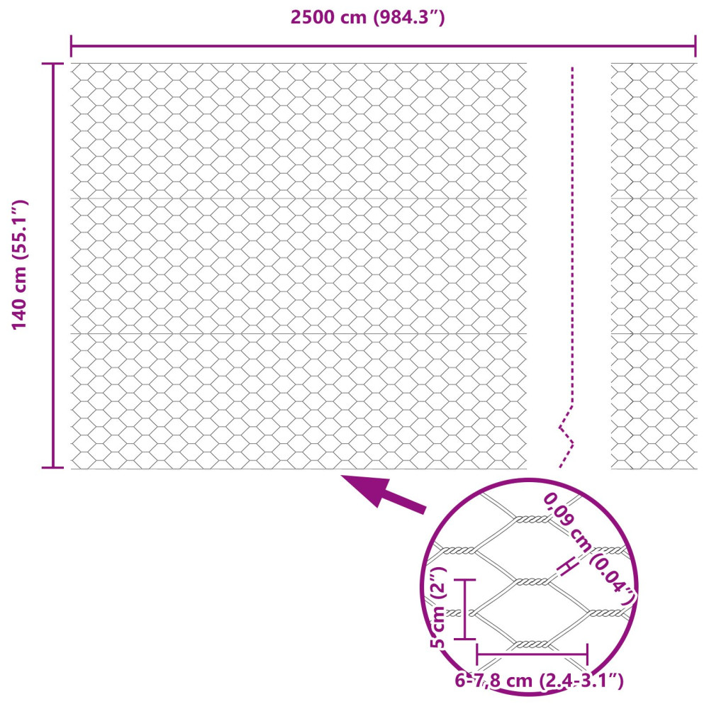 Produktbild för Utomhus hexagonal stängsel med stolpe 25 x 1,4 m Grå Mesh