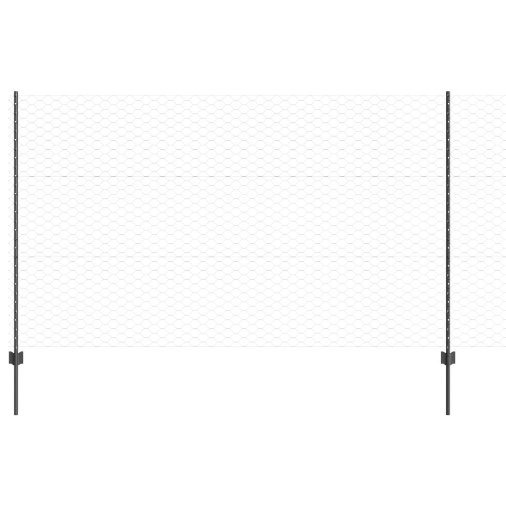 Produktbild för Utomhus hexagonal stängsel med stolpe 25 x 1,4 m Grå Mesh