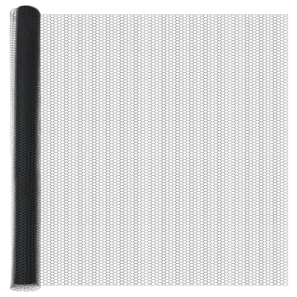 Produktbild för Utomhus hexagonal stängsel med stolpe 25 x 1,6 m Grå Mesh