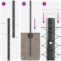 Produktbild för Utomhus hexagonal stängsel med stolpe 25 x 1,6 m Grå Mesh