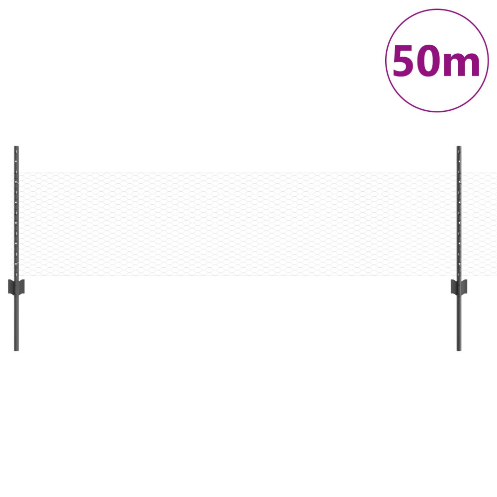 Produktbild för Utomhus hexagonal stängsel med stolpe 50 x 0,5 m Grå Mesh