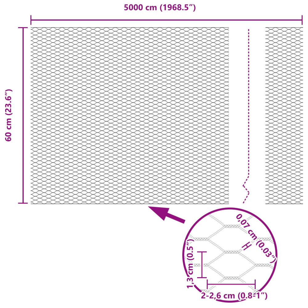Produktbild för Utomhus hexagonal stängsel med stolpe 50 x 0,6 m Grå Mesh