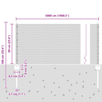 Produktbild för Utomhus hexagonal stängsel med stolpe 50 x 0,6 m Grå Mesh