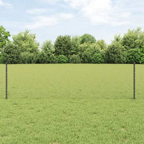vidaXL Utomhus hexagonal stängsel med stolpe 50 x 0,6 m Grå Mesh