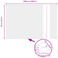 Produktbild för Utomhus hexagonal stängsel med stolpe 50 x 0,6 m Grå Mesh