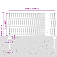Produktbild för Utomhus hexagonal stängsel med stolpe 50 x 0,6 m Grå Mesh