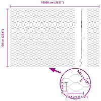 Produktbild för Utomhus hexagonal stängsel med stolpe 100 x 0,6 m Grå Mesh