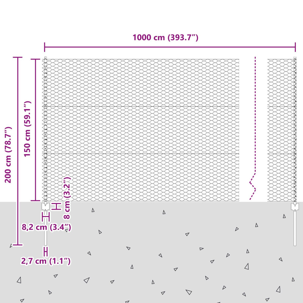 Produktbild för Sexkantigt staket med stolpe 10 x 1,5 m Galvaniserat stål Mesh