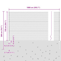 Produktbild för Sexkantigt staket med stolpe 10 x 1,5 m Galvaniserat stål Mesh