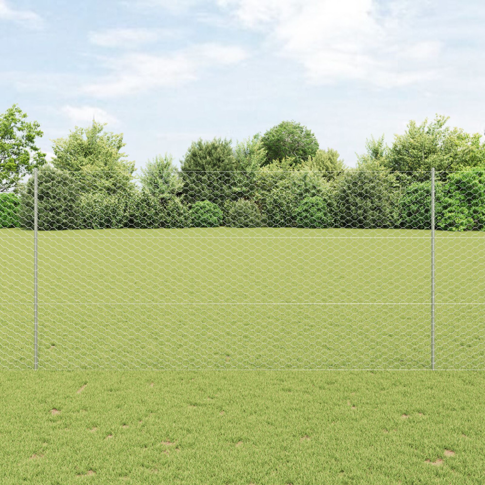 Produktbild för Sexkantigt staket med stolpe 10 x 1,5 m Galvaniserat stål Mesh