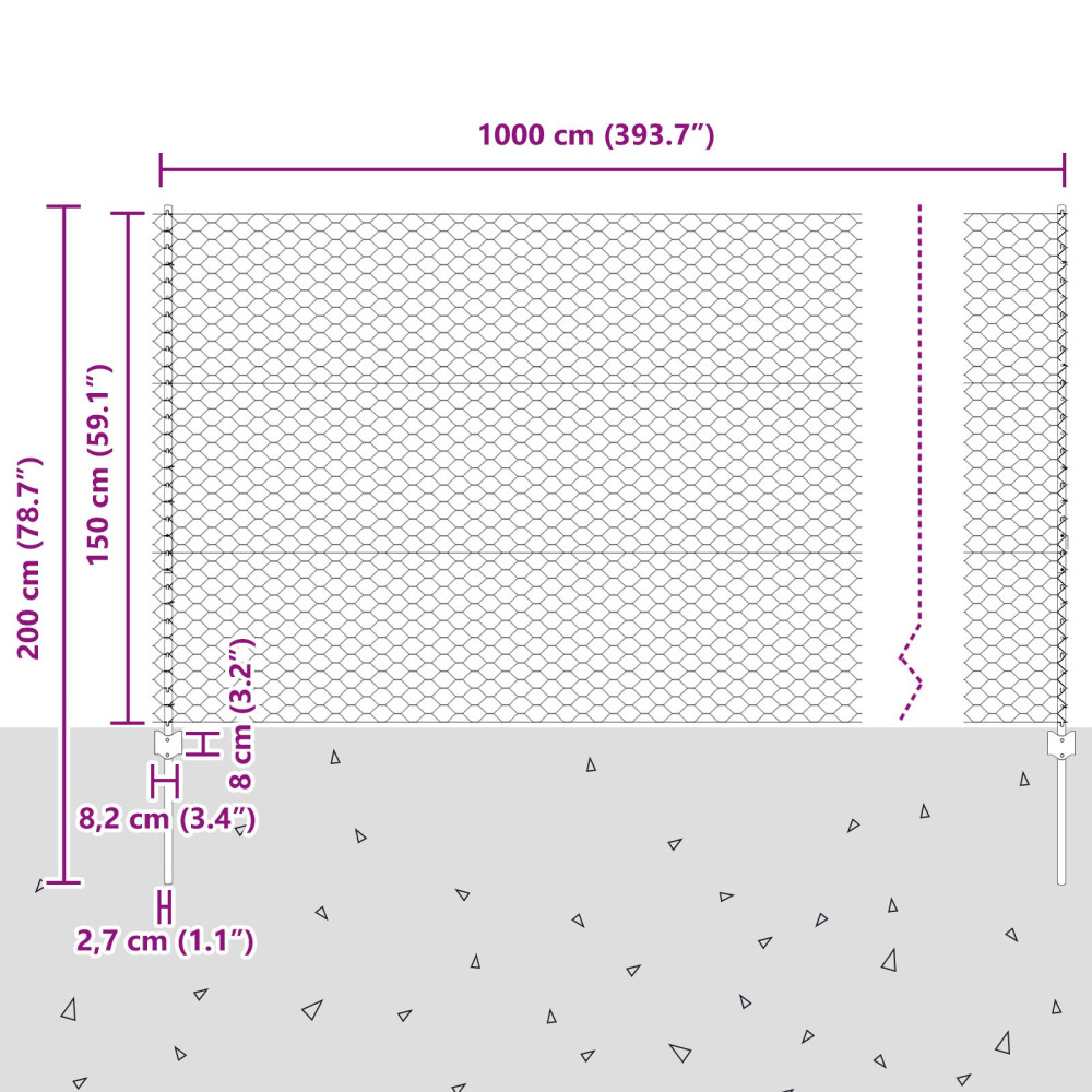 Produktbild för Sexkantigt staket med stolpe 10 x 1,5 m Galvaniserat stål Mesh