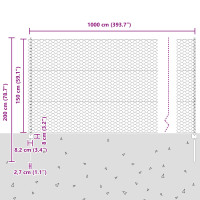 Produktbild för Sexkantigt staket med stolpe 10 x 1,5 m Galvaniserat stål Mesh