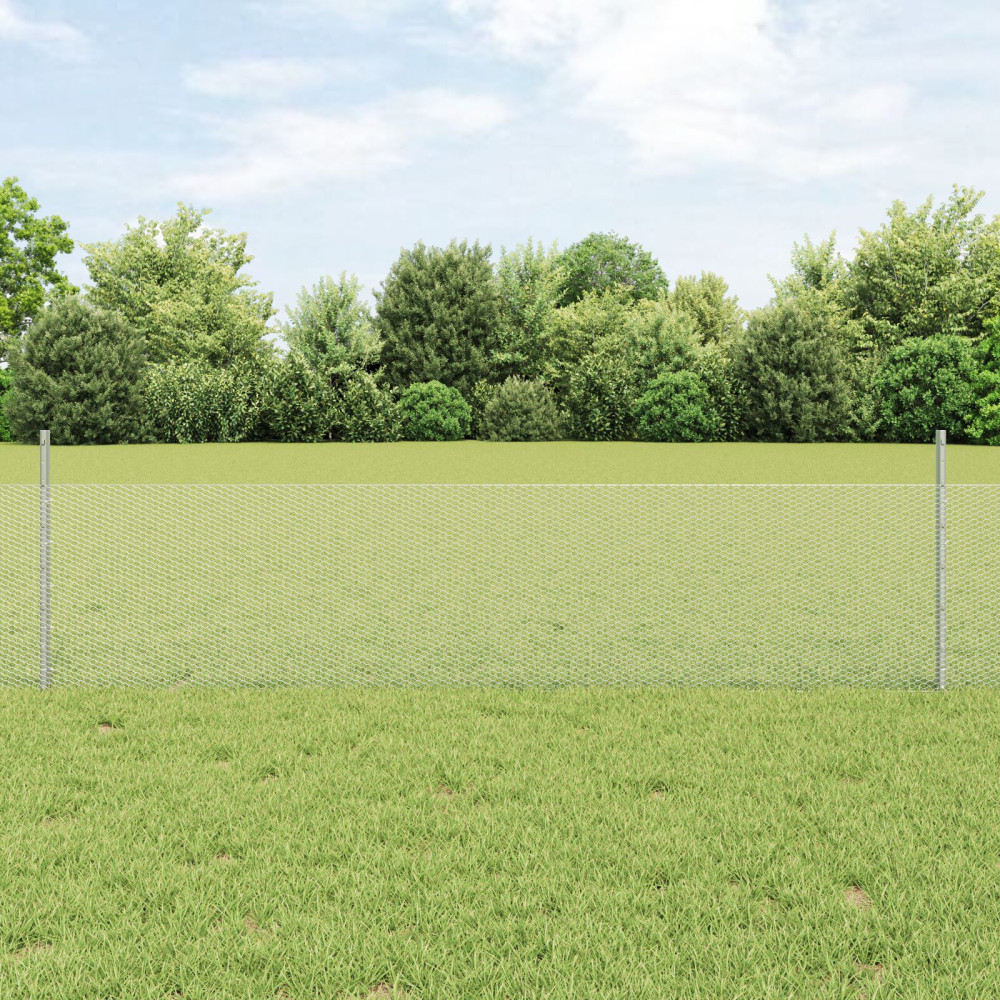 Produktbild för Sexkantigt staket med stolpe 25 x 0,5 m Galvaniserat stål Mesh