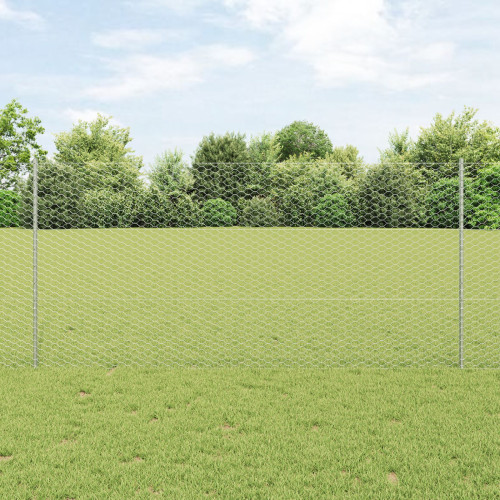 vidaXL Sexkantigt staket med stolpe 25 x 1,2 m Galvaniserat stål Mesh