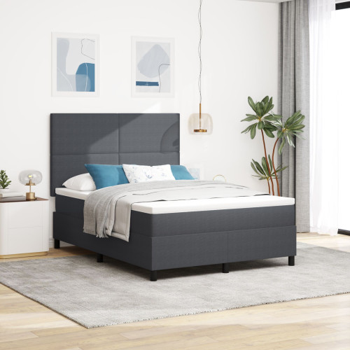 vidaXL Bäddfjäder Mörkgrå och vit 160 x 200 cm Kordread tyg - Sängar & Sängramar