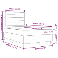Produktbild för Bäddfjäder med madrass med huvudgavel Mörkbrun 120 x 200 cm tyg