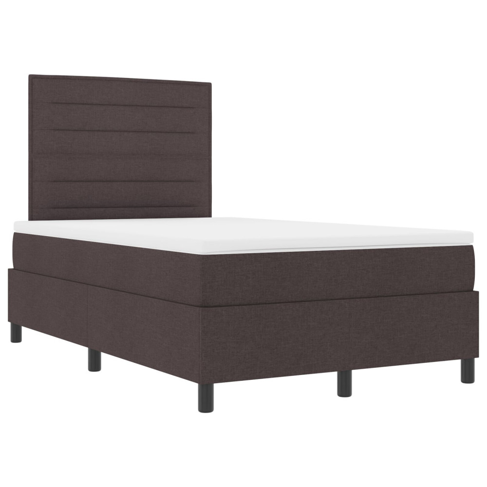 Produktbild för Bäddfjäder med madrass med huvudgavel Mörkbrun 120 x 200 cm tyg