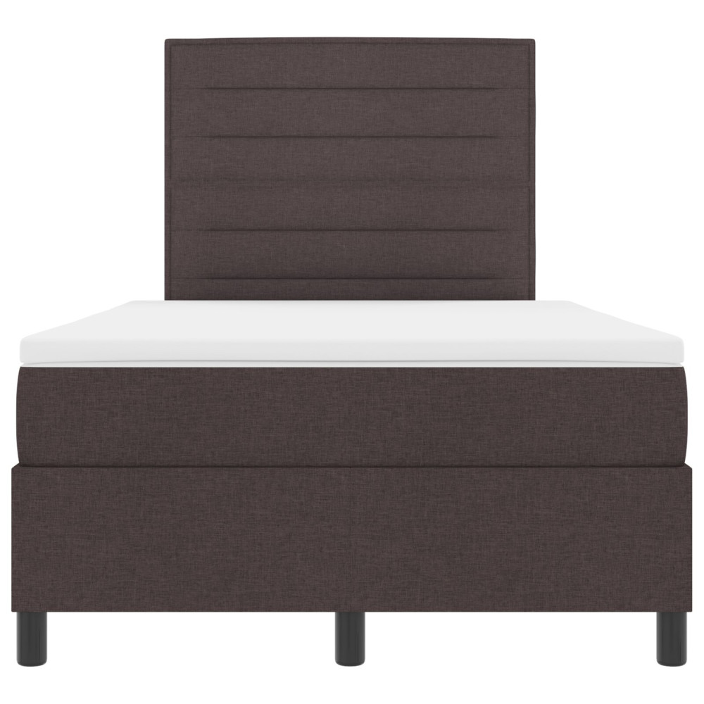 Produktbild för Bäddfjäder med madrass med huvudgavel Mörkbrun 120 x 200 cm tyg