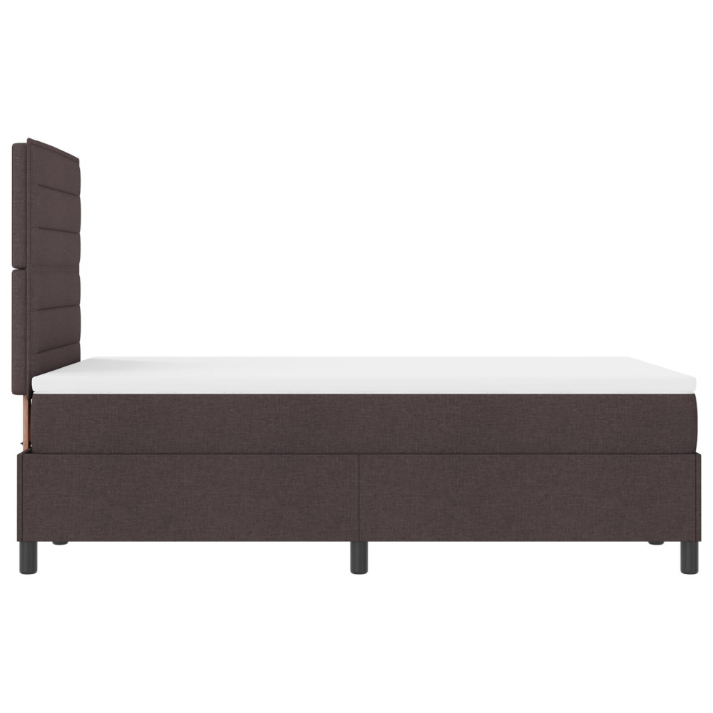Produktbild för Bäddfjäder med madrass med huvudgavel Mörkbrun 120 x 200 cm tyg