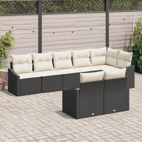 vidaXL Soffset med kudde 8 pcs Svart konstrotting