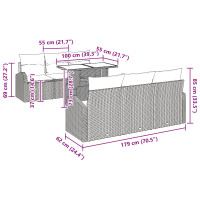 Produktbild för Trädgårdsoffset med kudde 7 pcs Brun Poly rattan