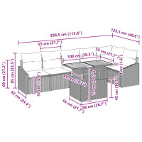 Produktbild för Trädgårdsmöbelset med kudde 7 pcs Beige och Grå