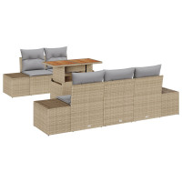 Produktbild för Trädgårdsmöbelset med kudde 6 pcs Beige och Grå