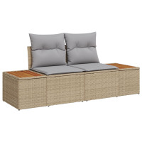 Produktbild för Trädgårdsmöbelset med kudde 6 pcs Beige och Grå