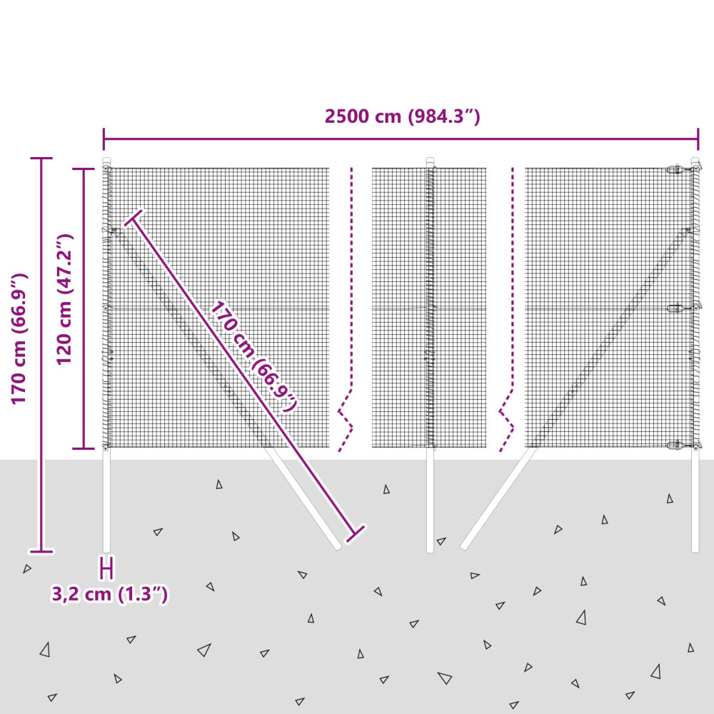 Produktbild för Markfixerat Svetsat Stängsel 25 x 1,2 m (B x H)