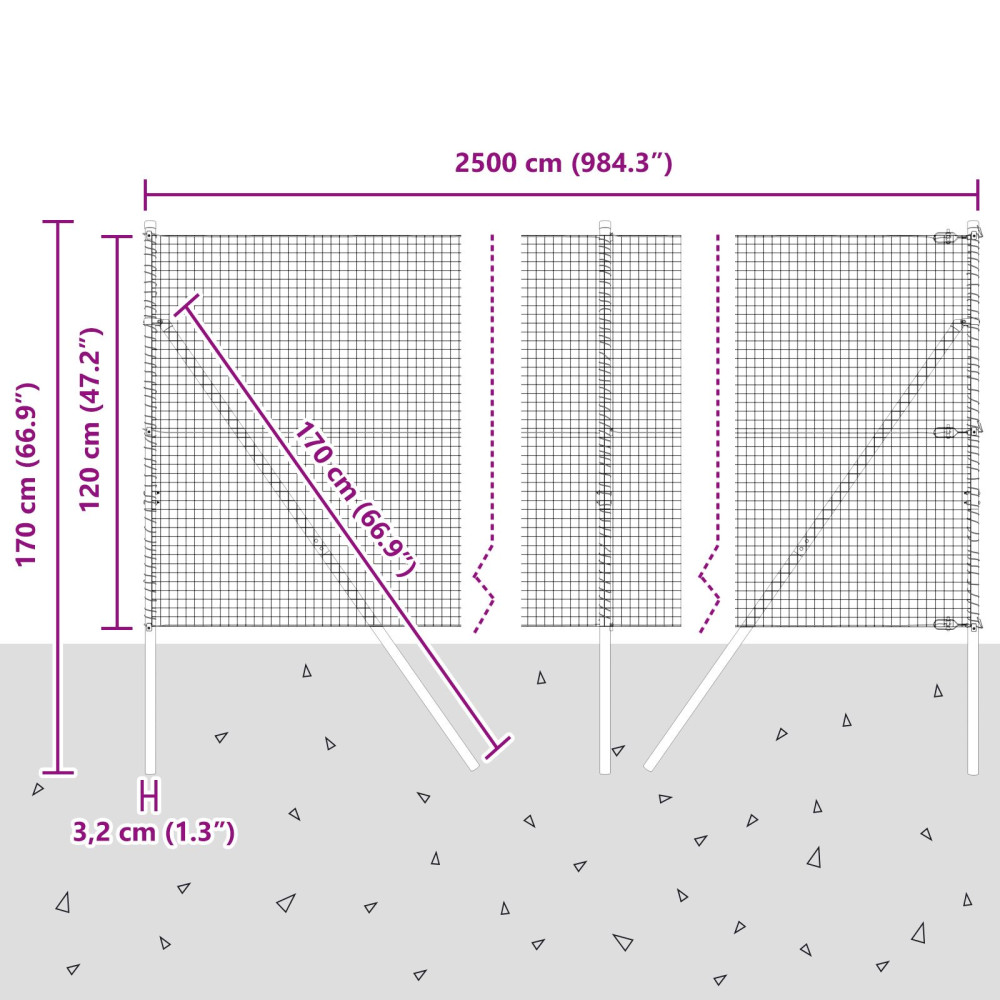 Produktbild för Markfixerat Svetsat Stängsel 25 x 1,2 m (B x H)