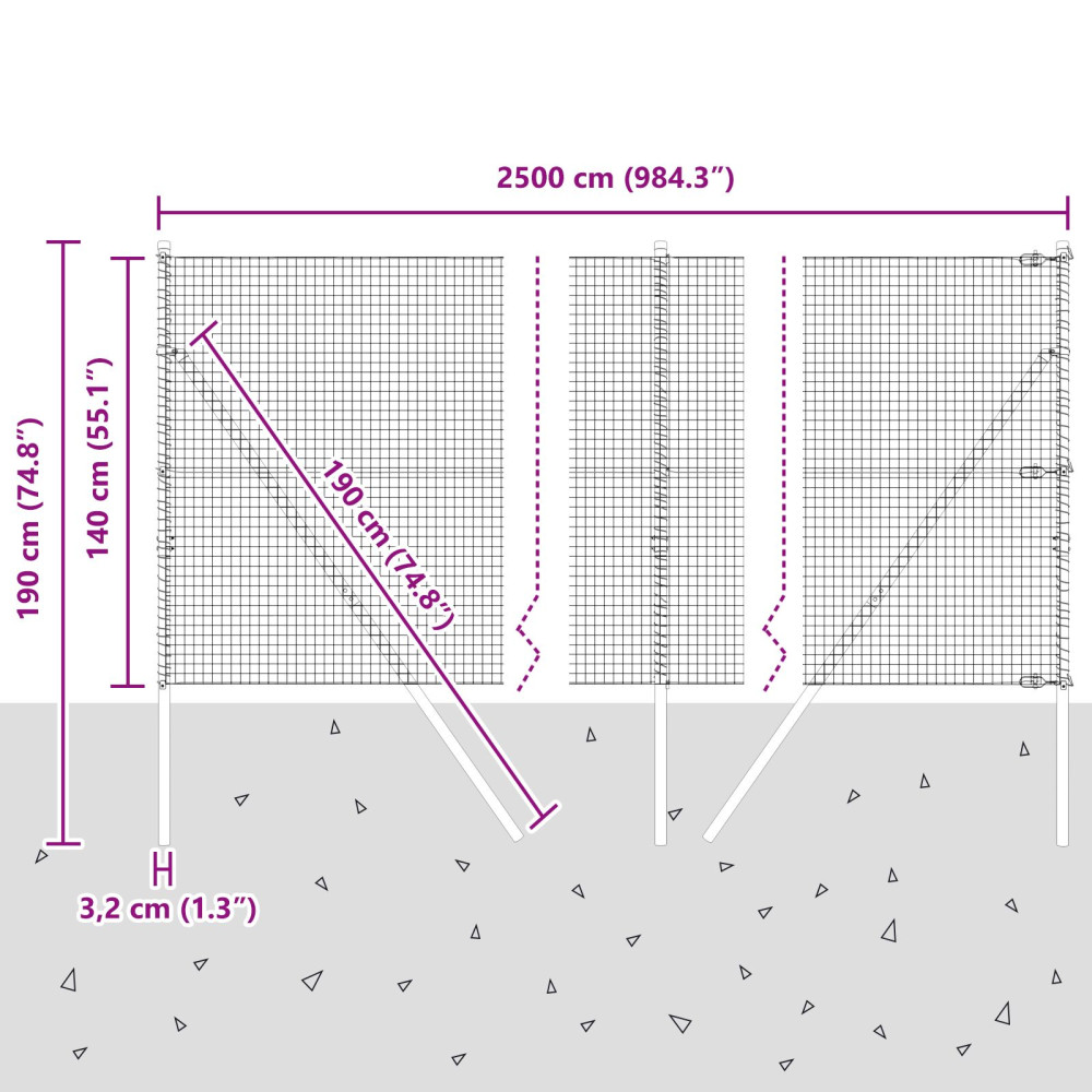 Produktbild för Markfixerat Svetsat Stängsel 25 x 1,4 m (B x H)