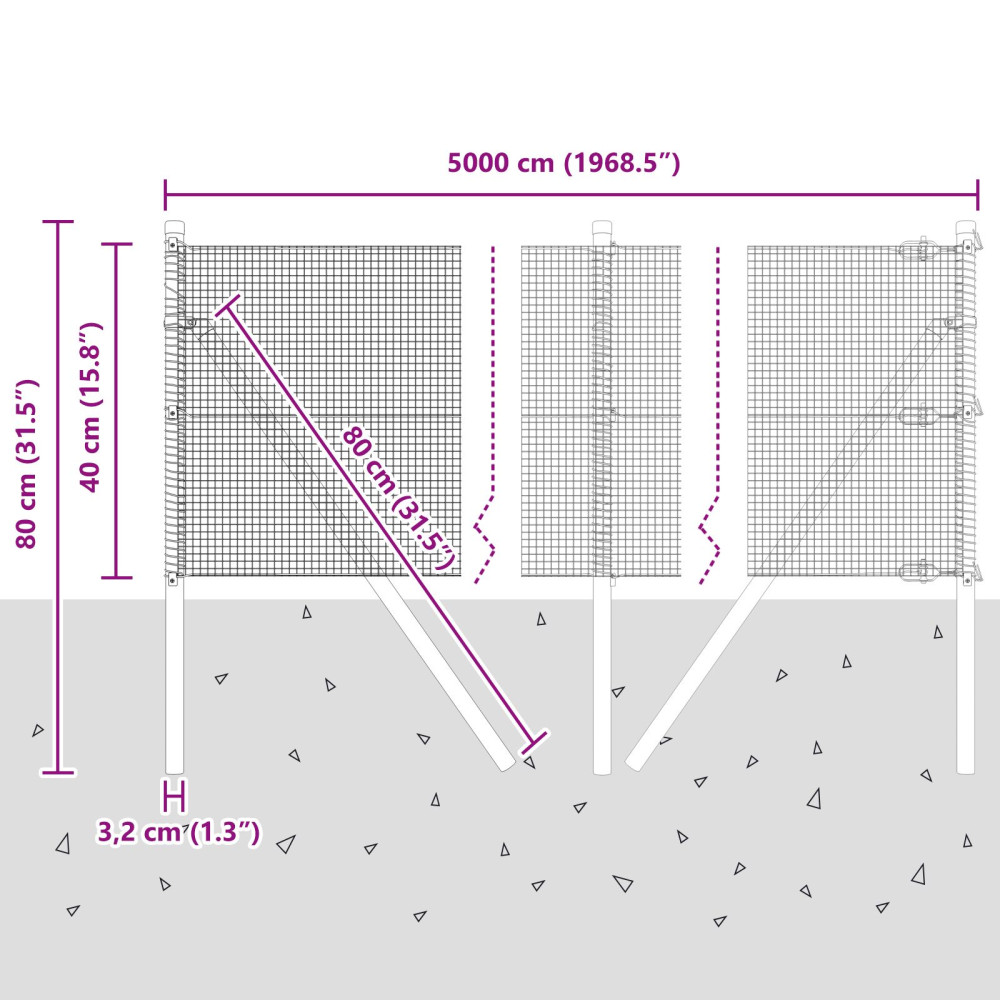 Produktbild för Svetsat trådgaller markfäste 50 x 0,4 m PVC-belagda stål Grön