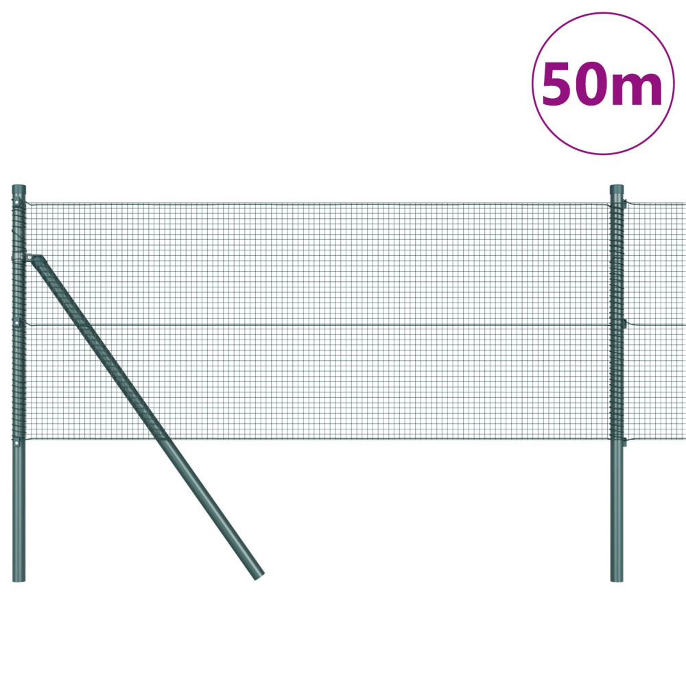 Produktbild för Svetsat trådgaller markfäste 50 x 0,4 m PVC-belagda stål Grön