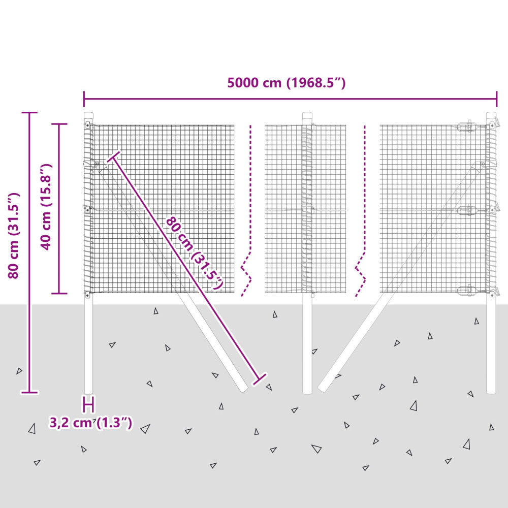 Produktbild för Utomhus Svetsat Trådstängsel Markfäste 50 x 0,4 m Grön Mesh