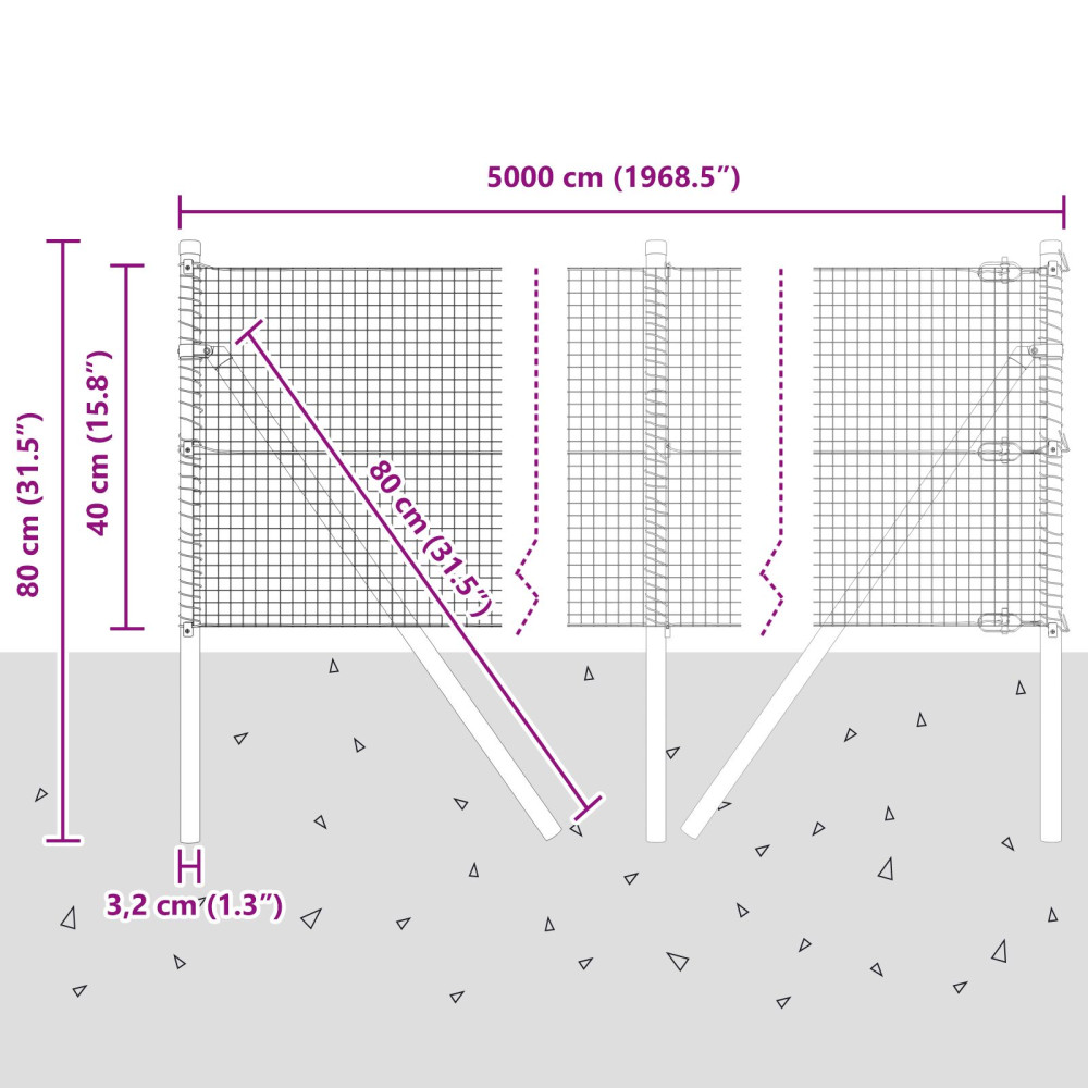 Produktbild för Utomhus Svetsat Trådstängsel Markfäste 50 x 0,4 m Grön Mesh