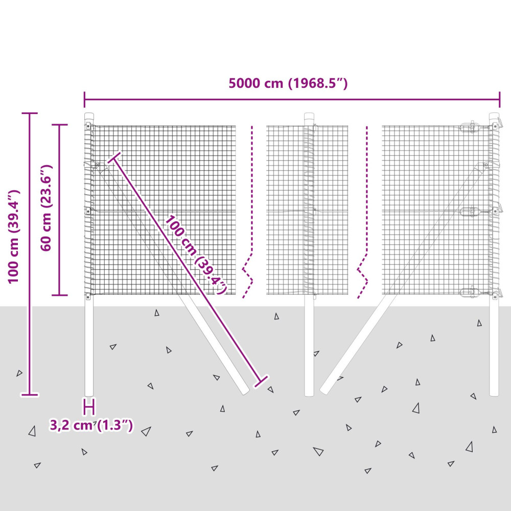 Produktbild för Utomhus Svetsat Trådstängsel Markfäste 50 x 0,6 m Grön Mesh