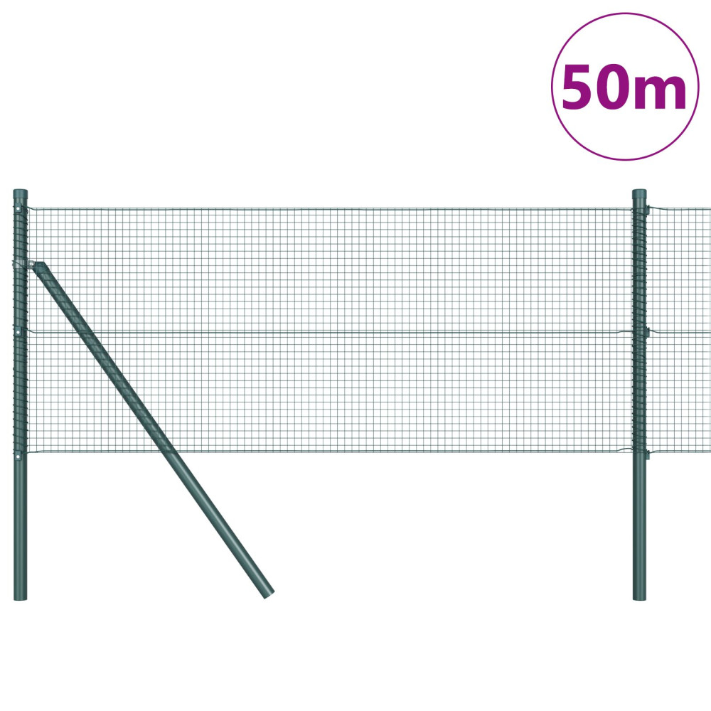 Produktbild för Utomhus Svetsat Trådstängsel Markfäste 50 x 0,6 m Grön Mesh