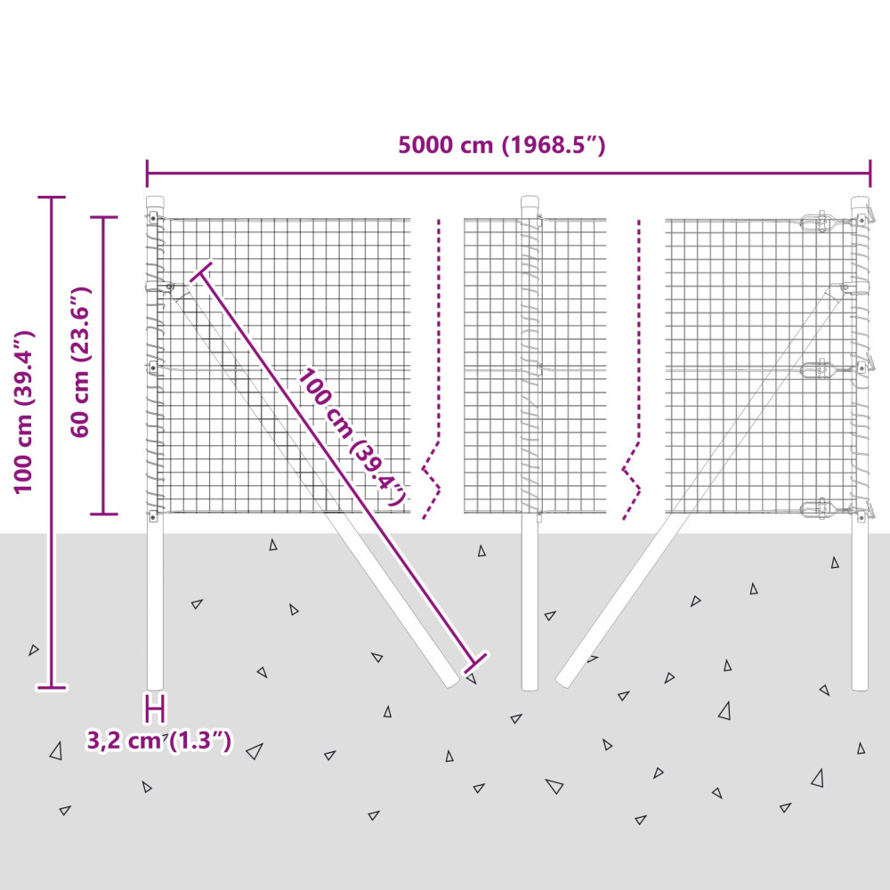 Produktbild för Utomhus Svetsat Trådstängsel Markfäste 50 x 0,6 m Grön Mesh